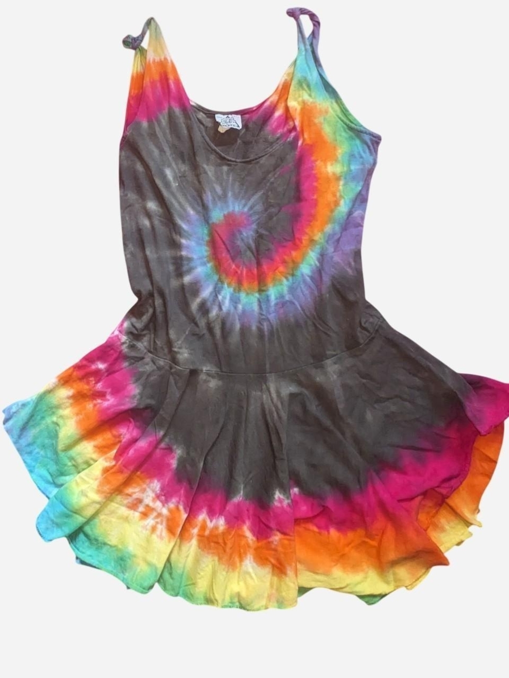 Tie-Dye Rainbow Spiral Tank Dress